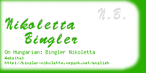 nikoletta bingler business card